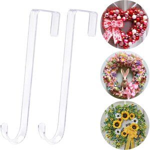 12" Wreath-Hangers for Front Door,2 Pack Christmas Easter Decorations Clear Fall